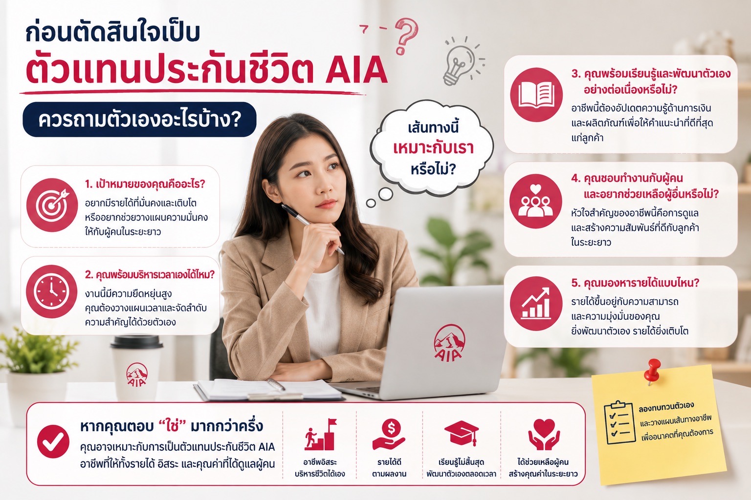 ก่อนตัดสินใจเริ่มอาชีพตัวแทนประกันชีวิตควรพิจารณาอะไรบ้าง